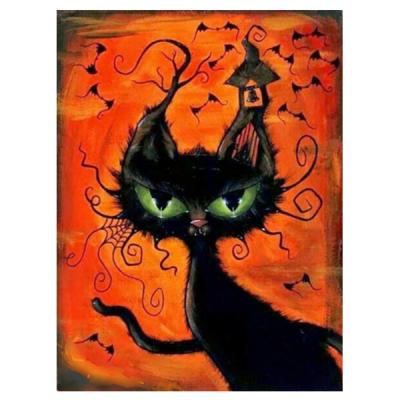 China Customization HUACAN Halloween Diamond Embroidery Cat Pumpkin Castle Dropshipping animal Diamond Painting Mosaic Halloween Support Decoration for sale