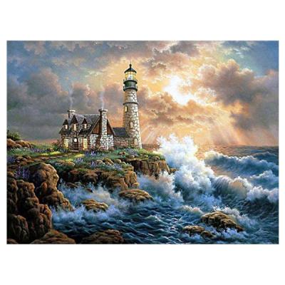 China Square Stitch Diamond Paiting Decor Huacan Drill Wholesale Diamond Painting Lighthouse Landscape Art Kits Embroidery Cross Stitch Full Support Customization for sale