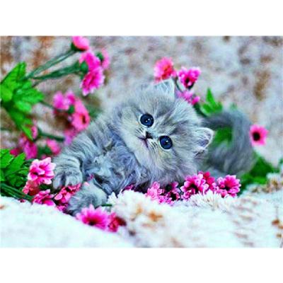 China HUACAN DIY Diamond Painting Animal Cat Diamond Embroidery Mosaic Flower Modern Living Room Decor For Adults for sale