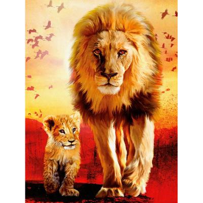 China Modern private picture of HUACAN DIY Diamond Painting Animal Lion Sunset Diamond Embroidery Mosaic Your Own for sale