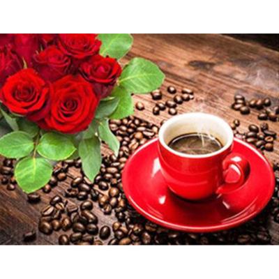 China Indoor Bedroom Resin Stones Diamond Painting Flower Rose Diamond Embroidery Sale Coffee Cup Room Decor for sale