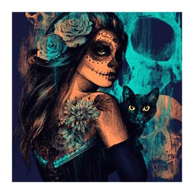 China HUACAN Modern Wholesale Cross Stitch Diy Portrait Painting Diamond Skull Woman Mosaic Home Decoration Crafts for sale