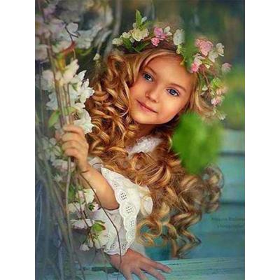 China HUACAN DIY Design Diamond Painting Kits On Canvas Modern Popular Girl Flower Portrait Custom Photo Mosaic Pop Art for sale