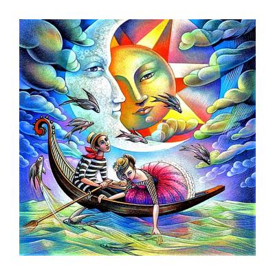 China Modern Sun Diamond Embroidery Home Decor Mosaic Kit Fishing Boat Diamond Painting Square Religious Portrait Direct Sales From HUACAN for sale