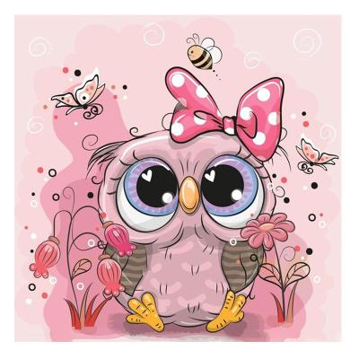 China Hot Sale High Quality Owl Pink Living Room Decor Art Diamond Painting Mosaic Cartoon Sound Animal Support Customization For Kids Display for sale