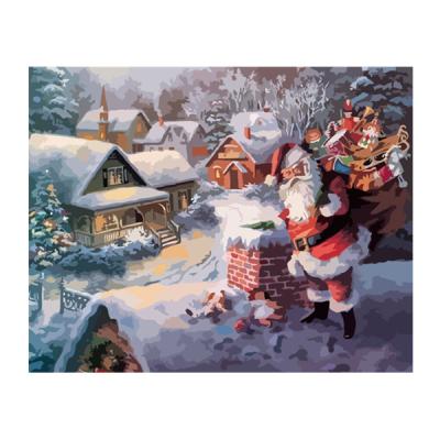 China Support Customization HUACAN Christmas Oil Painting By Number Winter Santa Claus Dropshipping Mosaic Pictures By Numbers Christmas Decoration for sale