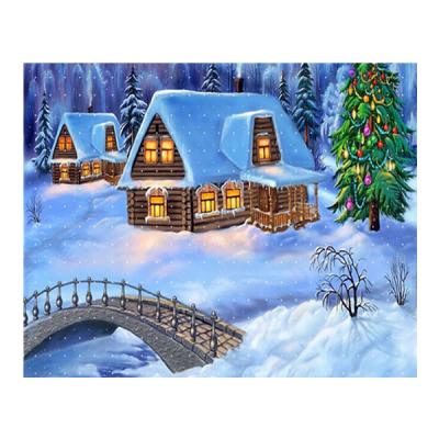 China Support Customization HUACAN Christmas Oil Painting By Numbers Cabin Winter Landscape DIY Dropshipping Pictures By Numbers Drawing Christmas Decoration for sale