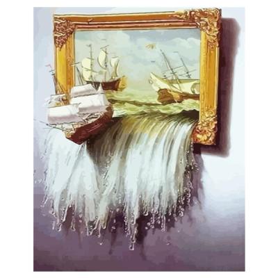 China Support Customization HUACAN Oil Painting By Numbers Boat Dropshipping Seascape Boat Canvas Drawing Prints Coloring Painted Paintings for sale