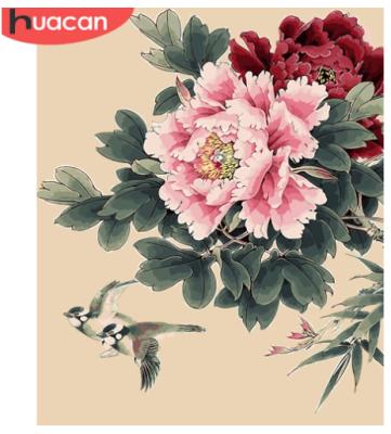 China HUACAN Venetian Wall Arts Paintings and Pictures By Numbers DIY Peony Flowers Kits Canvas Oil Painting Hand Painted Coloring Drawing Home for sale