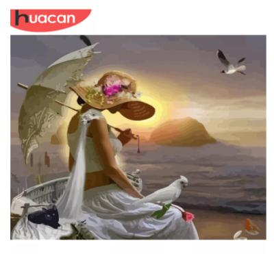 China HUACAN Venetian Painting By Number Girl Drawing On Canvas DIY Gift Outlined Hand Painted Painting Art Home Decor By Numbers Portrait Kits for sale