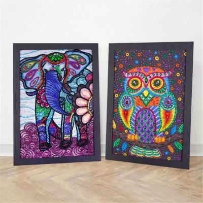 China Europe HUACAN 5D DIY Diamond Embroidery Animal Christmas Decoration Handwork Special Shaped Art Diamond Painting Owl With Framed for sale