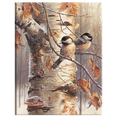 China Environmentally Friendly Decoration Art Kits White Canvas 14CT Winter Scenery Kit Bird Animal Needlework Materials HUACAN DIY Embroidery Cross Stitch Sets for sale