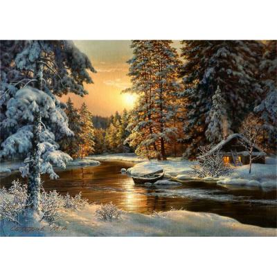 China Decoration Art Kits White Canvas Landscape 14CT Kit Needlework Set Dropshipping Mosaic Cross Stitch Embroidery Decorations HUACAN DIY for sale