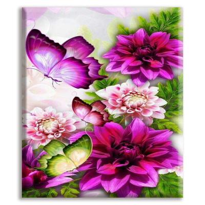 China Environmental Friendly Materials Crafts HUACAN Cross Stitch Embroidery Flower Cotton Thread Painting DIY Sewing Kits 14CT Butterfly Home Decoration for sale