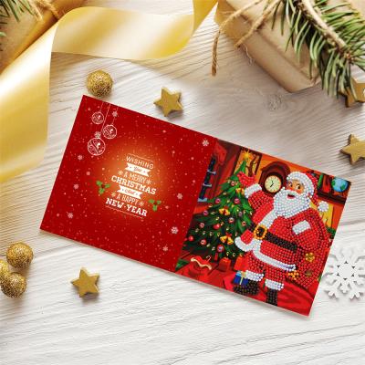 China Europe Kits Christmas Greeting Postcards HUACAN DIY Diamond Painting Christmas Cards Santa Claus Wholesale Embroidery Mosaic Art for sale