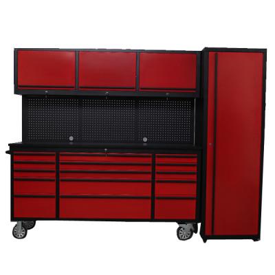 China Home Garage Heavy Duty 72 in Drawer Mobile Tool Chest Workbench in Matte Red with Pegboard for sale