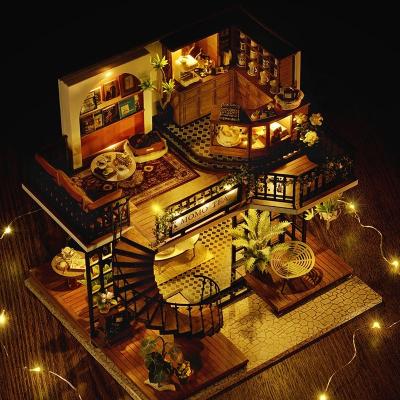 China 2021 Eco-friendly Materials New DIY Miniature Doll House Hand-assembled Accessories Wooden Doll House For Girls for sale