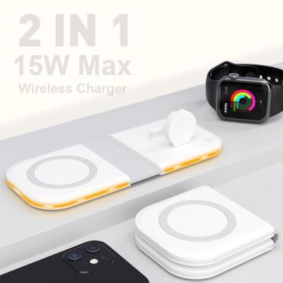 China 2 portable in one mobile phone chargers black fast type wireless charger Friday 15W portable wireless charger mobile phone c charger for sale