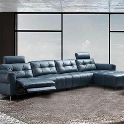 China Italian Furniture True L Sectional Modern Blue Leather Corner Sofa Recliner Sofa Wholesale Adjustable (Height) Shape for sale