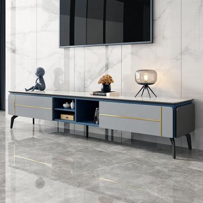 China New Latest Designs Living Room Furniture Cheap Home Modern Rock Material Slate Top Rectangle TV Cabinet for sale