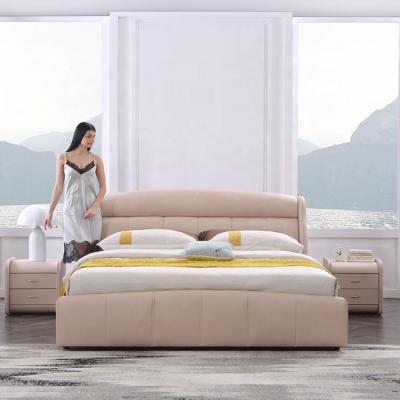 China King Size Bed With Storage Bed Modern Fashion Real Leather Luxury Bedroom Furniture for sale