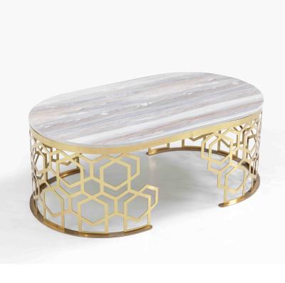 China 2020 Metallic Modern Fashion Living Room European Feel Marble Top Coffee Table for sale