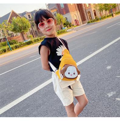 China New design monkey cartoon portable shoulder bag for kids canvas material for sale