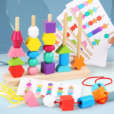 China DIY TOY Shape Building Block Toys for Toddlers Learning Shape Layout Colorful Wooden Games for sale