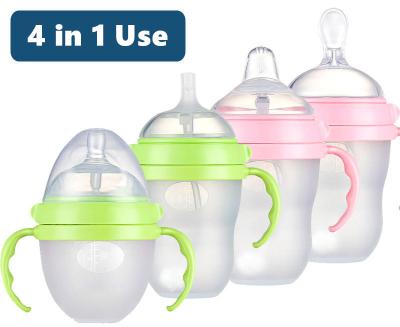 China BPA Free Baby Bottle 4 In 1 Use Exchangable Silicone Food Grade Teats for sale