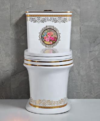 China Double-flush White And Gold One Piece WC Chinese Toilet Ghana Toilet for sale