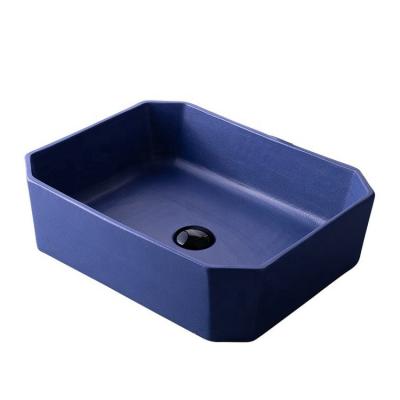 China Modern High Quality Luxury Blue Color Table Top Bathroom Hand Sink for sale