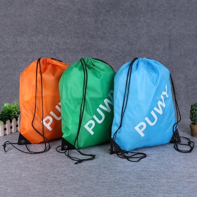 China Rope Handle Custom Printing Promotional Polyester Waterproof Drawstring Bag for sale