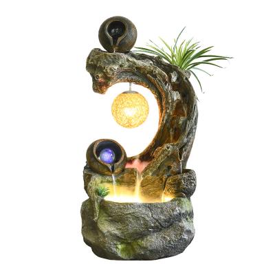 China Handmade Home Pot and Decor Stump Ball Shape Indoor Water Fountain Water Fountain for Home Patio for sale