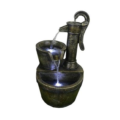 China 2021 New Product Traditional Ideas Well Shape Outdoor Fountain Water Fountain With LED Lights And Pump for sale