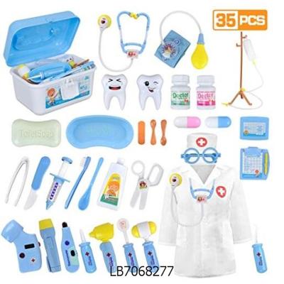 China Toy Doctor Plastic Kits 35Pcs Pretend Doctor Pretend Play Kit Toys Stethoscope Medical Play Kit For Kids 3 Years Old for sale