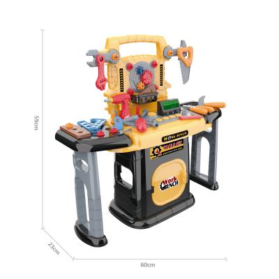 China Electronic Toy Construction Tool Kit with Toy Drill Pretend Play STEM Kids Tool Bench Set Home Play Repair Station Work Bench for sale