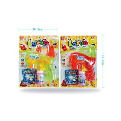 China Wind up with light UP transparent red yellow and wind up bubble gun bubble blaster set with water light up LED and 1 bottle and 2 bubble bags for sale