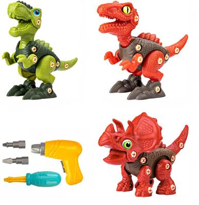 China Popular 3 shap dinosaur mixed package toys disassemble dinosaur eggs STEM dinosaur toys and electric drill DIY building Toy Set for sale