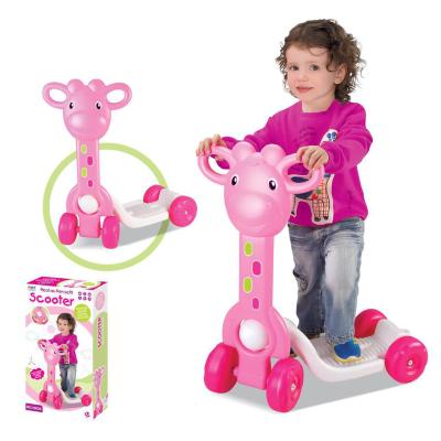 China Cartoon Plastic Giraffe Friendly 4 Wheel Kick Scooter For Kids Ages 3-6 Toddler Toys for sale