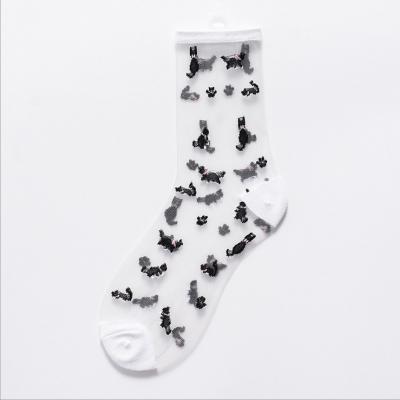 China Factory wholesale antibacterial china japan and south korea trend cartoon animal transparent crystal socks for sale