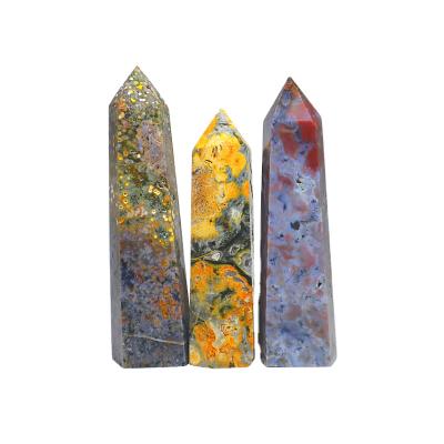 China China Wholesale Healing Folk Crafts Obelisk Heads Crystal Pink Ocean Jasper Quartz Stones For Natural for sale