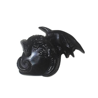 China China Dragon Cute Carving Dragon Head Natural Crystal Gemstone Obsidian Crystal Crafts For Souvenir Gifts for sale