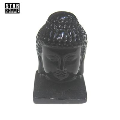 China China Custom Hand Carved Black Obsidian Crystal Buddha Head Carving For Gift for sale