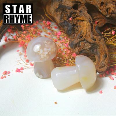 China Cute Natural Mushroom China Agate Crystal Stone Hand Carved Flowers for Birthday Gift for sale