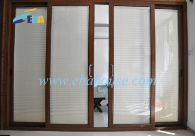 China Thermal Break Aluminum Sliding Door Double Glazing With Built In Blind Office Partition Glass Door for sale