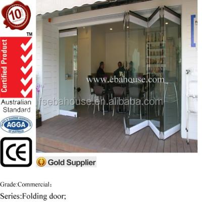 China Designer Frameless Folding Glass Partition Doors Frameless Glass Bifold Doors With Australian Standard for sale