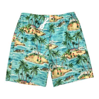 China Island Cartoon Windproof Pattern Printed Polyester Fashion Peach Skin Cloth Shorts for sale