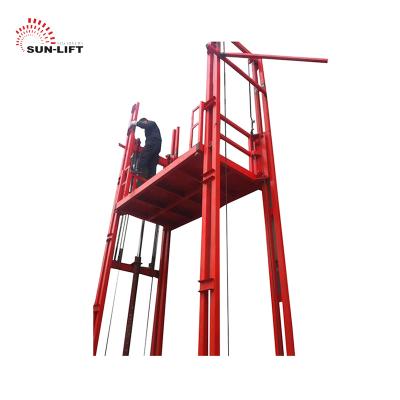 China Customizable Fixed Hydraulic Cargo Lift Wall Mounted Rail Guide Hotels Warehouse Cargo Elevator 1000KG 2000KG 3000KG for sale