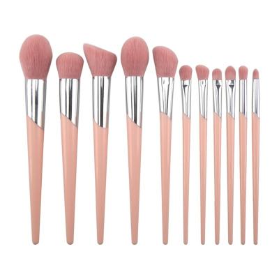 China Angular Blush Best Seller 11Pcs Natural Bamboo Handle Makeup Brush Set With Makeup Sponge for sale