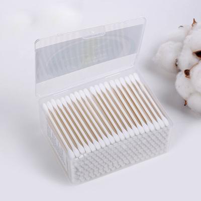 China Bamboo Head Double Ear Stick Cotton Buds Cleaning Swab Eco-friendly for sale